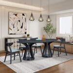 MDF Oval Dining Table with Sturdy Pedestal Base - Black - Image 8
