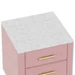 Velvet Upholstered Nightstand with 3 Drawers and Metal Legs - Pink - Image 8