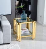 Ultimate Gold Tempered Glass Side Table – Modern & Premium Design