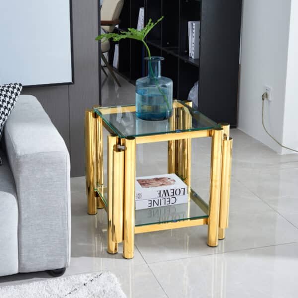 Ultimate Gold Tempered Glass Side Table – Modern & Premium Design