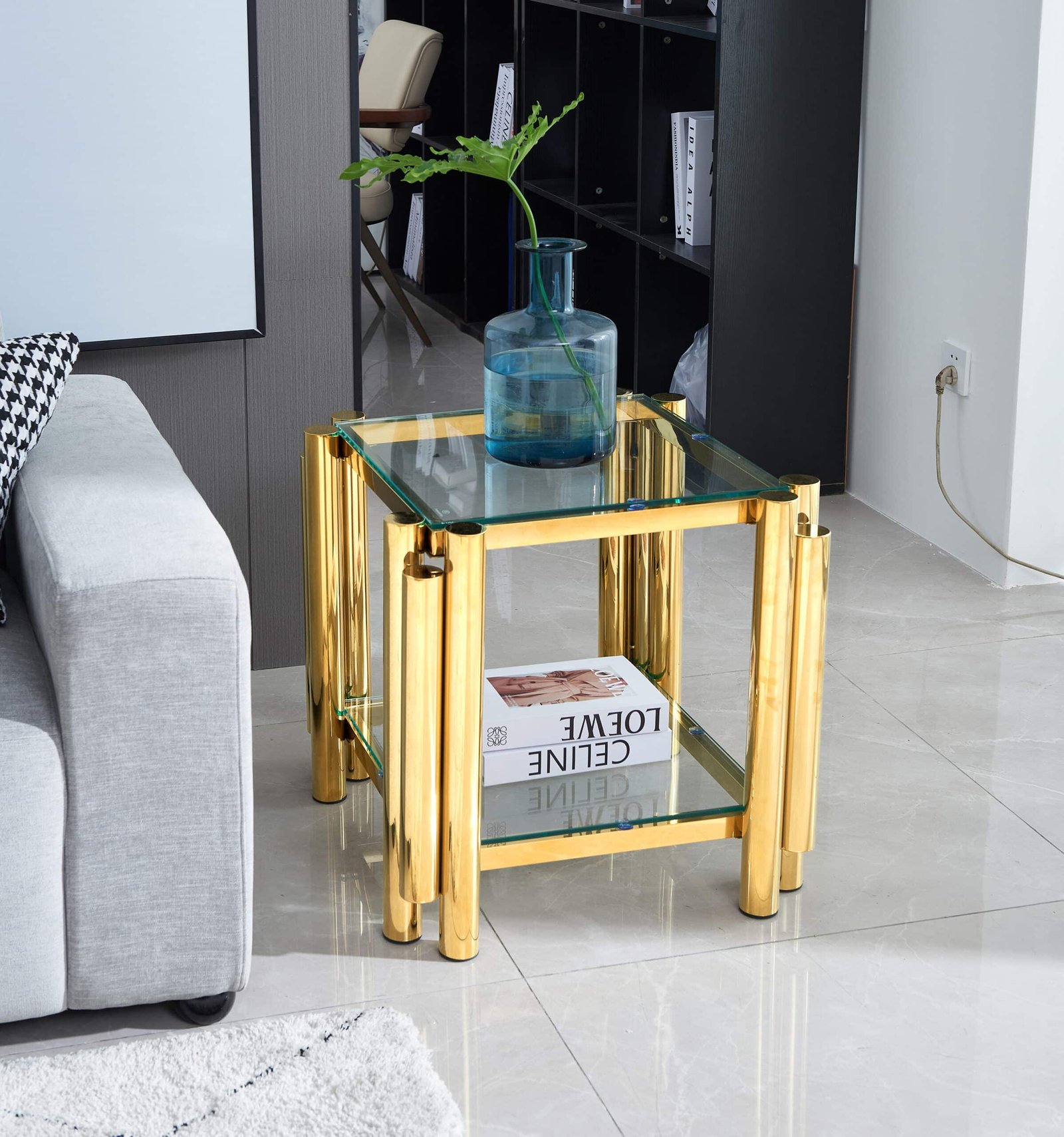 Ultimate Gold Tempered Glass Side Table – Modern & Premium Design