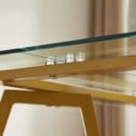 Glass Rectangular Dining Table with Sturdy Metal Legs - Gold - Image 9
