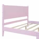 Wood Platform Bed with Rectangular Headboard - Retro Style - Pink - Image 11