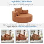 ⁦Chenille Round Accent Chair with 360° Swivel Base and 3 Removable Pillows - Orange Red⁩ - الصورة ⁦8⁩