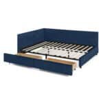Luxurious Dark Blue Velvet Bed Frame with Storage & Tufted Design - Image 9