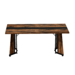 Rustic Brown Rectangular Dining Table with Waterproof Surface for 8 People - Black - Image 9