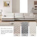 Thick Corduroy L-Shaped Sectional Sofa with USB Charging Port and Cup Holders - 3-4 Seater - Available in 3 Colors - Image 8