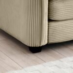 Corduroy L-Shaped Sectional Sofa with Ottoman - Tan - Image 9