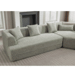 Boucle Fabric Modular Sofa with Combination Design and 3-Seater Capacity - Green - Image 9