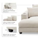 Thick Corduroy L-Shaped Sectional Sofa with USB Charging Port and Cup Holders - 3-4 Seater - Available in 3 Colors - Image 9