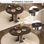 ⁦Solid Wood Oval Extendable Dining Table with Double Layer Design - Espresso⁩ - الصورة ⁦5⁩