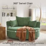 Chenille Round Accent Chair with 360° Swivel Base and 3 Removable Pillows - Green - Image 4