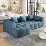 Chenille Fabric Modular Sectional Sofa with Deep Seating and Two Side Pockets - Blue - Image 7
