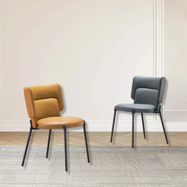 Lu Comfortable Iron Bracket Leather Fabric Table Chair for Dining Room