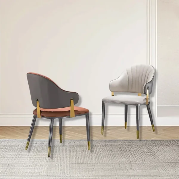 Simple carbon steel grey stainless steel titanium gold dining chair suitable for restaurants