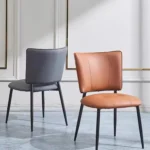 Leather Upholstered Dining Chair with Firm Metal Frame - Elegant Black