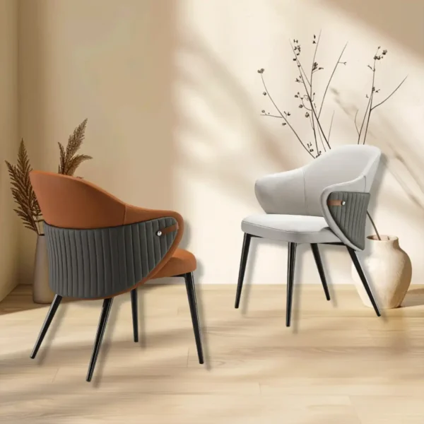 Simple and elegant black carbon steel cat-claw leather dining room and hotel furniture applicable for use