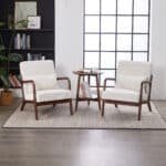 Upholstered Mid-Century Modern Accent Chair with Pillow - Beige - Image 2