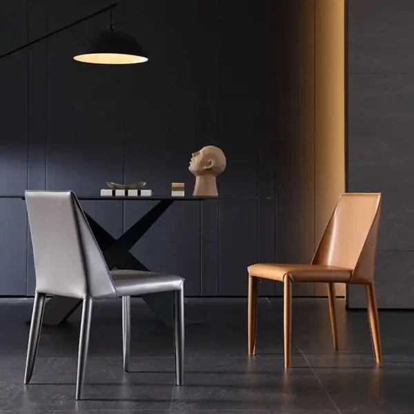 Dining Chair Home Modern Italian Minimalist Chair Light Luxury Leather Chair