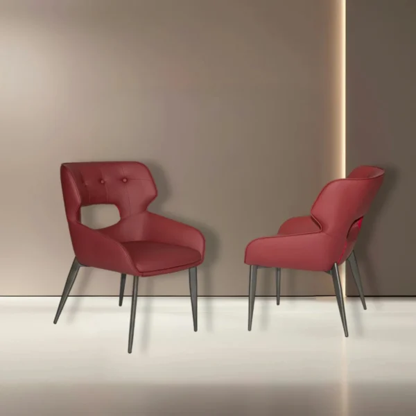 red Leather Comfortable Cushions Minimalist Home Backrest Chair