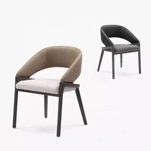High-end Solid Wood Dining Chair Italian Minimalist Home High-grade Ash Wood Leather Dining Chair