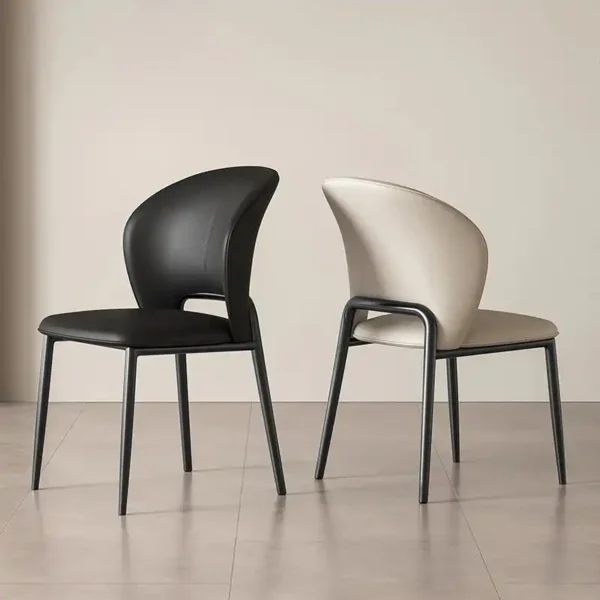 Black Leather Dining Chair Italian Luxurious Dining Chair Set High Quality Modern Soft Dinner Chair for Home