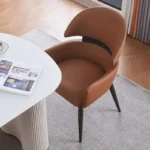 Premium Fabric Dining Chair with Enlarged Backrest - Neutral - Image 6