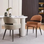 Premium Fabric Dining Chair with Enlarged Backrest - Neutral - Image 3