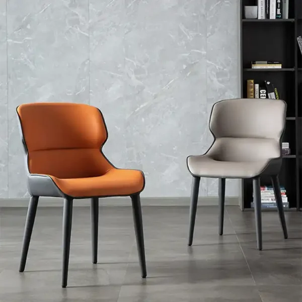 Italian Light Luxury Iron Dining Chair Modern Nordic Soft Back Leather Chair Ergonomic Business Reception Conference Chair