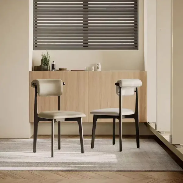 Modern Style Wooden Dining Chair Nordic Italian Comfortable Hotel Home Bar Apartment Leather Dining Room Chairs