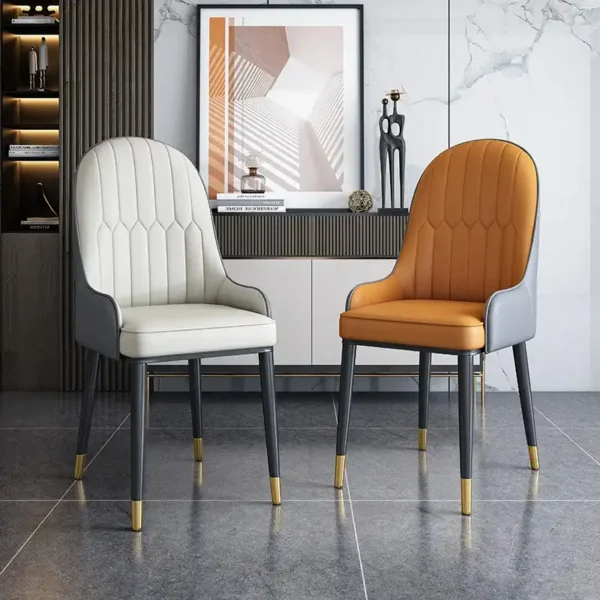 Modern Design Oak Copper Tripod Leather Dining Chairs Set of Home Furniture for Table Use