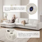 Thick Corduroy L-Shaped Sectional Sofa with USB Charging Port and Cup Holders - 3-4 Seater - Available in 3 Colors - Image 7