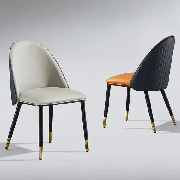 Italian Light Luxury Post-modern Leisure Household Restaurant Solid Wood Dining Chair with Backrest Luxury Leather Dining Chair