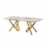 Gold Stainless Steel Coffee Table with Marble Pattern - Living Room & Office - Image 3