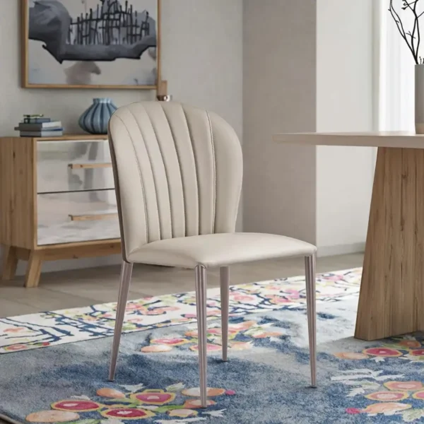 Customized Modern Minimalist Home Upholstered Backrest Metal Leather Dining Room Furniture Chair