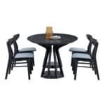 MDF Oval Dining Table with Sturdy Pedestal Base - Black - Image 6