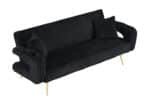 Black Corduroy Straight-Row Sofa with Adjustable Backrest and Cup Holders - 3-Seater - Image 7