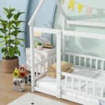 Wooden House Roof Bed - Cozy Twin Size Kids Bed with Playful Roof Frame - Image 4