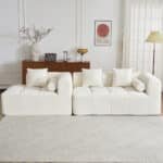 Chenille Fabric Modular Sectional Sofa with Deep Seating and Two Side Pockets - Beige - Image 9