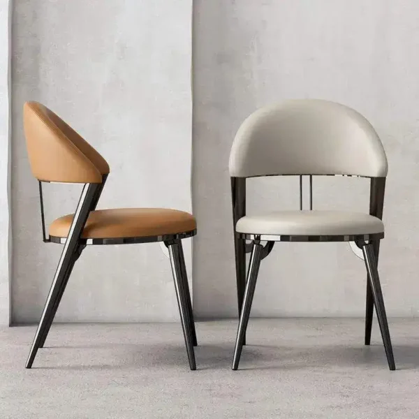 Dining Chair Luxury Black Gold Leather Metal Wood Home Modern Set Furniture Restaurant Dinning Dining Room Chairs