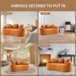 Chenille Curved Loveseat with 3 Pillows - Orange - Image 4