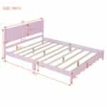 Wood Platform Bed with Rectangular Headboard - Retro Style - Pink - Image 9