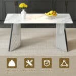 Pandora-Patterned Sintered Stone Dining Table with Stainless Steel Butterfly Legs - Elegant - Image 7