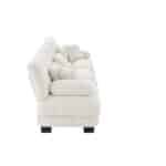 Chenille Modular Sectional Sofa with Round Bolster Armrests - White - Image 8