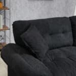 ⁦Chenille Loveseat with Memory Foam Cushions and 2 Throw Pillows - Black⁩ - الصورة ⁦7⁩