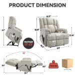 Beige Electric Power Lift Recliner Chair with Dual Motor and Infinite Positioning - Image 8