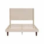 Beige Upholstered Queen Bed with High Headboard for Comfort and Support - Image 4