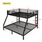 Metal Bunk Bed with Queen over King Design - Black - Image 3