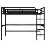 Metal Queen Loft Bed with Desk and LED Light - Black - Image 10