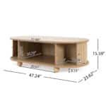 Natural Wood Oval Side Table with Storage - Rustic Charm - Image 2